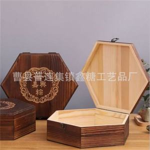 Caja de almacenamiento hexagonal de madera para joyería, embalaje de regalo, tamaño y grosor personalizables, 1-3L, diseño retro con tapa abatible. - Product Image 3