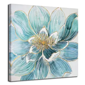 मूल कला 100% हाथ से चित्रित उच्च गुणवत्ता वाले नीले फूल के तेल चित्रकला कैनवास कला सजावटी क्लासिक पुष्प दीवार कला