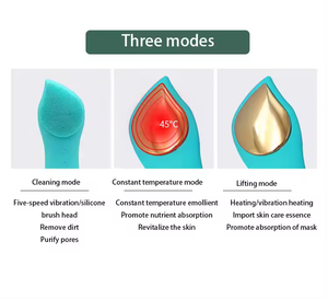 Sikat pembersih wajah silikon ultrasonik, pemijat getaran dapat diisi ulang dengan pemanasan - Product Image 4
