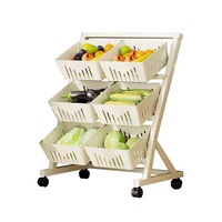 Chariot de rangement de cuisine multi-niveaux sur pied avec paniers, étagère organisatrice domestique pour collations, fruits et légumes