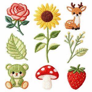 Pamaheart Tùy Chỉnh Tên Thêu 3D Hoa Vá Twill Vải Sắt Trên Phong Cách Với Móc Vòng Tùy Chọn Cho Hàng May Mặc PVC Phong Cách - Product Image 1