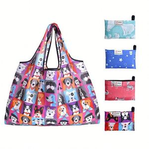 Custom Cartoon Superet Foldable Tote Storage Bag Eco-friendly Reusable Waterproof <b>Folding</b> Shopping Bag in a Pocket - Product Image 1