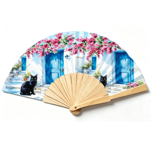 Éventail en bambou personnalisé avec impression sur mesure, souvenir de Hollande, bleu de Delft, éventail d'Amsterdam - Product Image 3