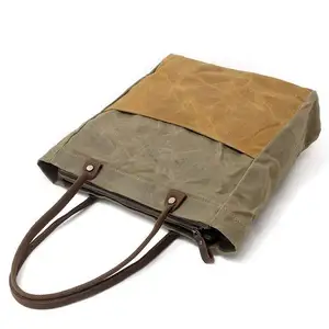 Kostenlose Probe Damen Leinwand Baumwolle Wasserdichte Schulter Handtasche personal isierte Einkaufstasche für Frauen (Army Green)