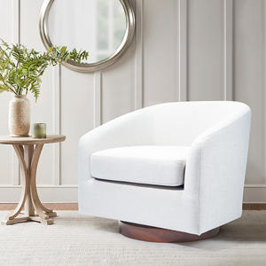 Fauteuil pivotant convertible moderne, rembourré, en tissu, rotation à 360°, dossier incurvé, siège confortable, pieds en métal, accent pour le salon - Product Image 1