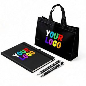 Custom Logo Printed A5 PU Leather Covers Notebook 80 Sheets(160 Pages) Notebooks for <b>Work</b> Back to School Supplies Gift - Product Image 1