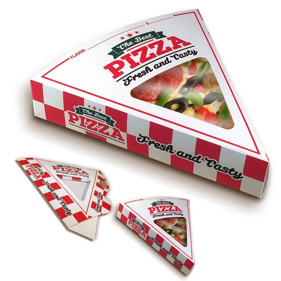 Caja de Pizza triangular Biodegradable, caja de Pizza barata de alta calidad, venta al por mayor