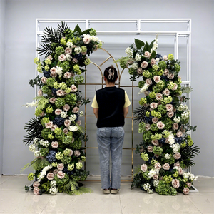 Nouvelle scène fête de mariage vert corne de boeuf arc de fleur français fête fond fleuriste fleur artificielle décoration - Product Image 1