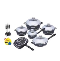 Ensemble de 23 ustensiles de cuisine en aluminium robuste, antiadhésif, avec casserole et double poêle grill, qualité supérieure pour la cuisine domestique, directement de l'usine chinoise