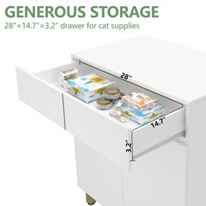 Grande/haute maison pour animaux de compagnie durable, meuble moderne en métal et bois pour litière XL avec tiroir et armoire latérale - Product Image 5