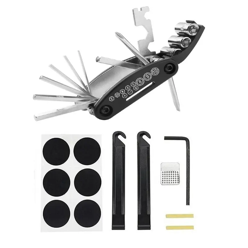 Workpro — Kits d'outils de réparation de vélos, sans colle, multifonction 16 en 1, mécanique de bicyclette, ensemble d'outils, avec pochette