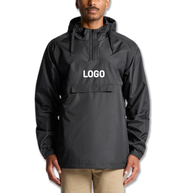 Custom Logo Regular Fit 100% Recycled Polyester Waterproof Lightweight 90GSM Pullover Hood Men's Windbreaker Jacket