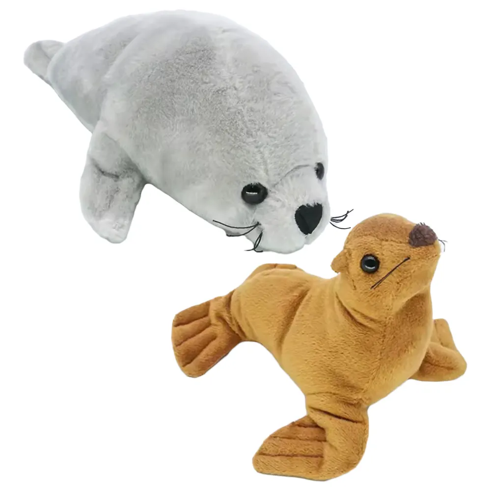 Vendita calda bambola di foca di pezza animale di pezza grigio carino cuscino Kawaii leone di mare peluche giocattoli oceano animale
