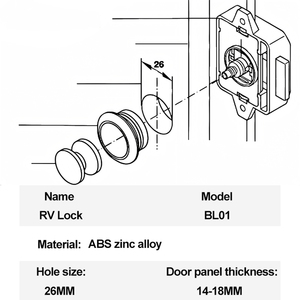 Keyless RV ngăn kéo khóa 26mm mở phổ nút khóa cho tủ và treo tủ phổ RV tàu phụ kiện - Product Image 5