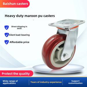 Direto Da Fábrica 4568 Polegadas Heavy-Duty Poliuretano Rodízios Universais 6 Polegadas Jujube PU Rodas De Freio Rodízios De Chapa De Aço - Product Image 6