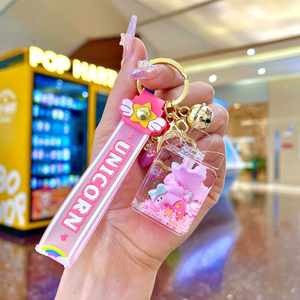 Cute Creative Floating Liquid Keychain Milk Tea Bottle Keychain Quicksand Bottle <b>Key</b> Chain Acrylic Oil Bag Car Cartoon <b>Key</b> <b>Ring</b> - Product Image 4