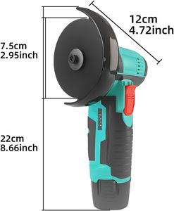 12V draadloze haakse slijper, accu-aangedreven haakse slijper 19500 RPM max. snelheid met 2 accu's & lader, 4-delige accessoireset - Product Image 2