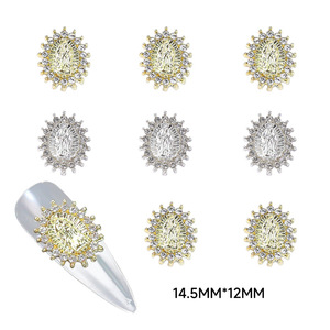 Adornos de uñas Nail Art pintados de <span class=keywords><strong>Buda</strong></span>, de aleación, de oro y plata, Virgen María, 3D, productos nuevos a la moda - Product Image 2