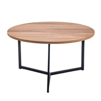 Ensemble de tables basses modernes de luxe en placage de noyer, revêtement en papier, rond, en MDF noir, meubles de salon, table basse pour le thé