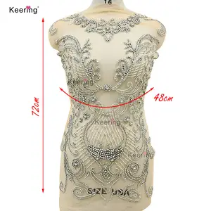 WDP-266 Keering Custom Large Dress Accessories Amazing Flower Decoration Weddings Wonderful Rhinestone Applique For Bridal Dress