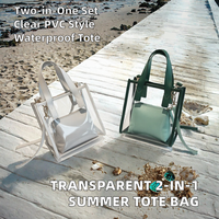 Sac à main transparent en PVC, sac seau bandoulière, sac fourre-tout transparent avec pochette pour la plage, les voyages et l'usage quotidien