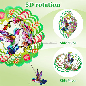 Décoration Suspendue pour Jardin d'Oiseaux : Éolienne 3D en Acier Inoxydable de 12 Pouces avec Sculpture Éolienne à Queue pour Patio - Product Image 4