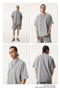 เสื้อยืดคอกลมโอเวอร์ไซส์แขนสั้นผ้าฝ้ายสำหรับผู้ชาย พิมพ์ลายตัวอักษรด้านหน้า สไตล์ลำลอง ผ้าเจอร์ซีย์ถัก ลุคแบบซักแล้ว - Product Image 3