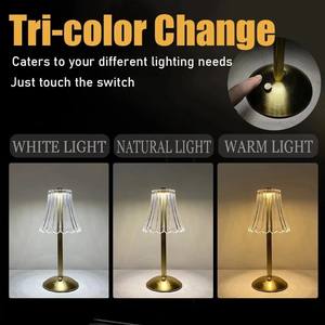 Lampe de table LED portable en cristal rechargeable - Contrôle tactile, 3 températures de couleur, lumière de nuit à intensité variable pour chevet, lecture - Product Image 5