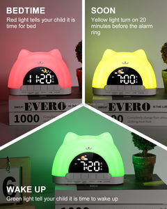 Réveil pour enfants avec <span class=keywords><strong>veilleuse</strong></span> 11 couleurs, horloge d'apprentissage du sommeil pour tout-petits avec 10 sonneries et réglage de la luminosité - Product Image 2