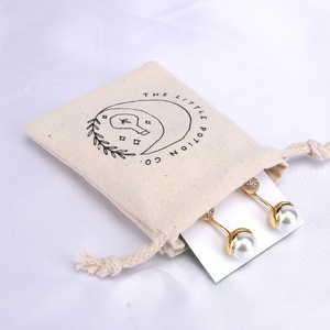 Bolsa de Joyería de Lona Natural con Cordón, 8 Oz, con Logotipo Personalizado, Bolsa de Regalo de Algodón Orgánico Pequeña - Product Image 4