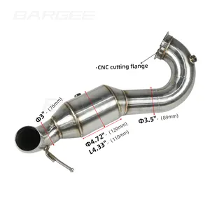 Bargee 300 Mobiele Catted Uitlaat Downpipe Voor Mercedes Benz 2014-2018 A45AMG CLA45AMG GLA45AMG 2.0T Prestaties Katalysator Downpipe