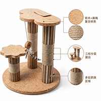 Ensemble de 3 griffoirs pour chat en liège, design moderne et luxueux, écologiques, avec base, espace de jeu et perchoir intérieur pour chat
