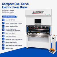 Prensa Plegadora CNC Eléctrica de Doble Servoaccionamiento de 75T y 1250mm para Plegado de Chapa de Acero al Carbono de 7.3mm