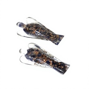 Anges en orgone faits à la main avec pierre précieuse d'agate noire pour la guérison par le reiki et des fins spirituelles, pour la décoration de la maison et comme cadeau porte-bonheur - Product Image 1