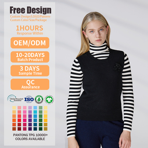Usine de fabrication de pulls ODM, pull sans manches en laine 100% personnalisable, col rond, gilet tricoté pour femmes - Product Image 2