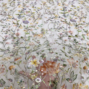 Nouvelle robe <span class=keywords><strong>de</strong></span> soirée pour femmes en tissu brocart imprimé à motifs floraux résistant à l'abrasion, avec des perles brodées - Product Image 2