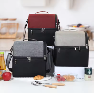 Multi-Colors Bento Bags <b>Insulated</b> Color-block with Zipper Double-Layered Leak-Proof Ice Packs Aluminum Foil <b>Lunch</b> <b>Box</b> - Product Image 6