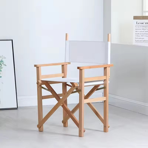 كرسي مكياج فاخر قابل للطي للاستخدام الخارجي، مصنوع من الخشب الأبيض، طويل ومتين، مع شعار مخصص، للبالغين - Product Image 5