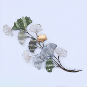 Arte Mural Moderno de Hoja de Ginkgo Metálica, Escultura Botánica 3D con Detalles en Dorado, Decoración Colgante para Sala de Estar, Dormitorio, Entrada - Product Image 1