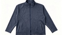 Veste en tricot gris chiné pour homme, col montant, fermeture éclair intégrale, coupe ample, décontractée, épaisse et chaude