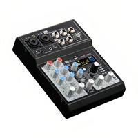 Contrôleur DJ professionnel 4 canaux et console de mixage audio amplifiée avec construction en métal et plastique, prise en charge MP3