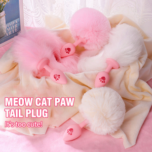 Plush <strong>Cat</strong> Paw Silicone Sex Toy for Women Men Sexy <strong>Butt</strong> <strong>Plug</strong> Prostate Massager <strong>Tail</strong> Anal <strong>Plug</strong> - Product Image 2