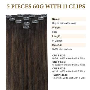 Extensiones de Cabello Remy Lanrui con Clip, Lisas Naturales, <span class=keywords><strong>Balayage</strong></span> Marrón <span class=keywords><strong>Castaño</strong></span> <span class=keywords><strong>Oscuro</strong></span>, Tejido Doble a Máquina Brasileño, Doble Trama - Product Image 2