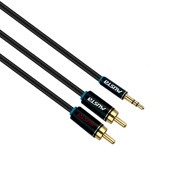 Hot Selling Male-Male 3.5mm Aux Audio Adapter 2RCA Stereo Jack to RCA Cable with Metallic Casing Audio & Video Cable