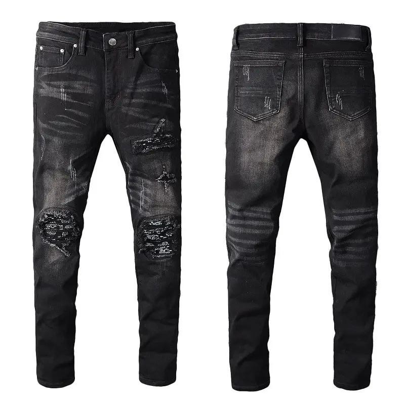 New Italy Style #609 # Herren Distressed Destroyed Pants Print Art