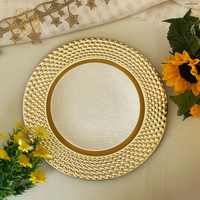 Assiette de présentation décorative dorée électroplaquée de 13 pouces, style occidental, pour mariages, banquets et hôtels, personnalisation du logo disponible