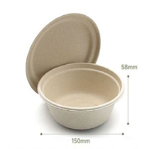 Bol rond jetable en bagasse de 500 ml - Écologique, résistant à la chaleur, compatible réfrigérateur pour céréales/salades/collations quotidiennes/plats à emporter - Product Image 1