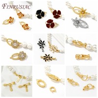 Connecteurs plaqués or 18 carats pour bijoux attaches bracelets fermoirs en forme de fleurs accessoires couture bricolage perles de zircon perles