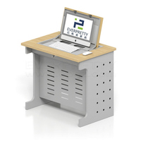 Meuble de laboratoire Bureau d'ordinateur à cadre en bois Table à écran rabattable intelligente Bureau d'ordinateur avec support CPU et tiroir