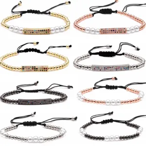 Fashion gold bracelet women designer jewelry new peal brass beads bling adjustable charms for diy bracelets